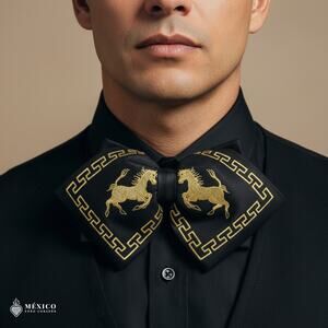 Mexican Embroidered Charro Moño – Traditional Mariachi Bow Tie